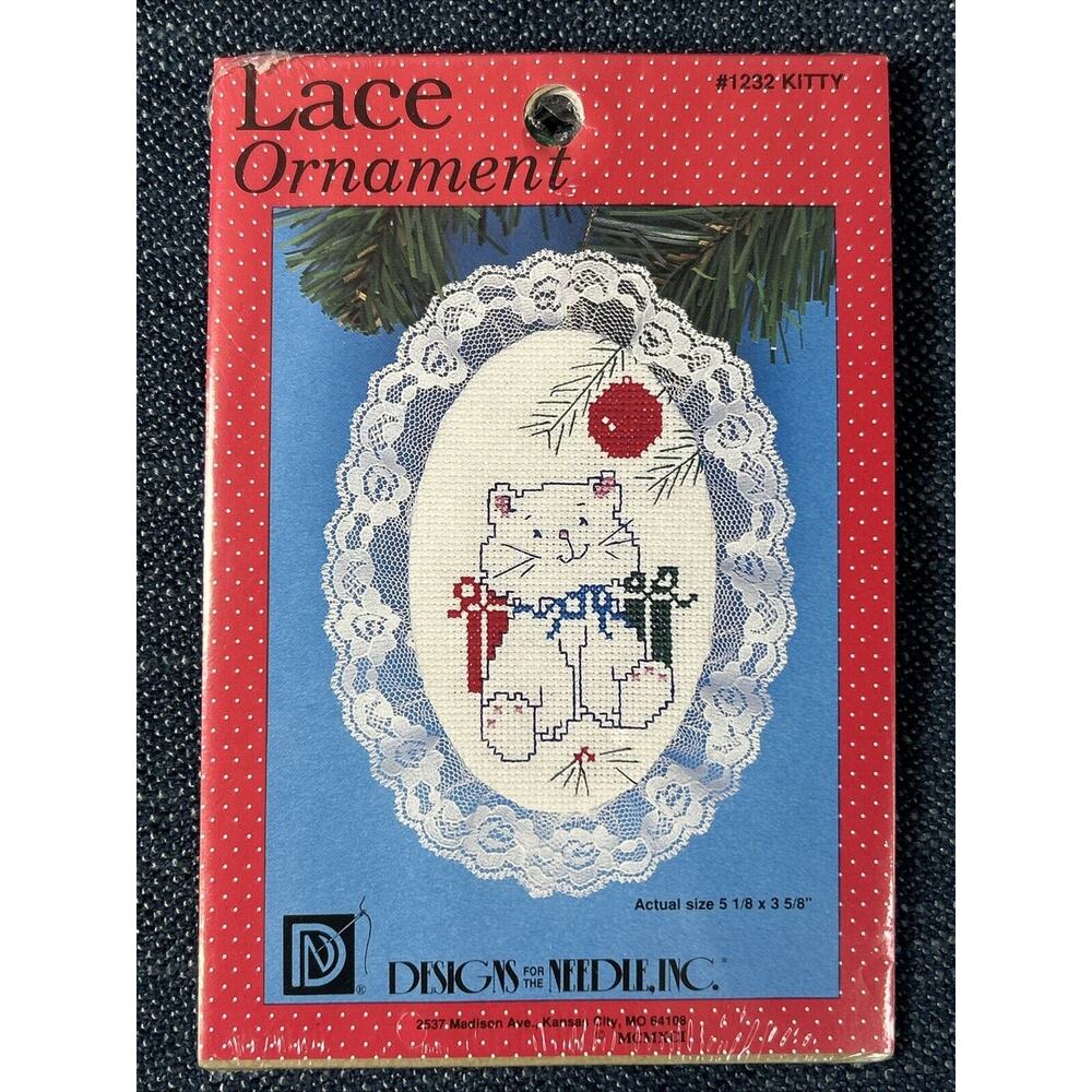 Designs for The Needle 1232 Kitty Cross Stitch Ornament Kit Sealed Christmas